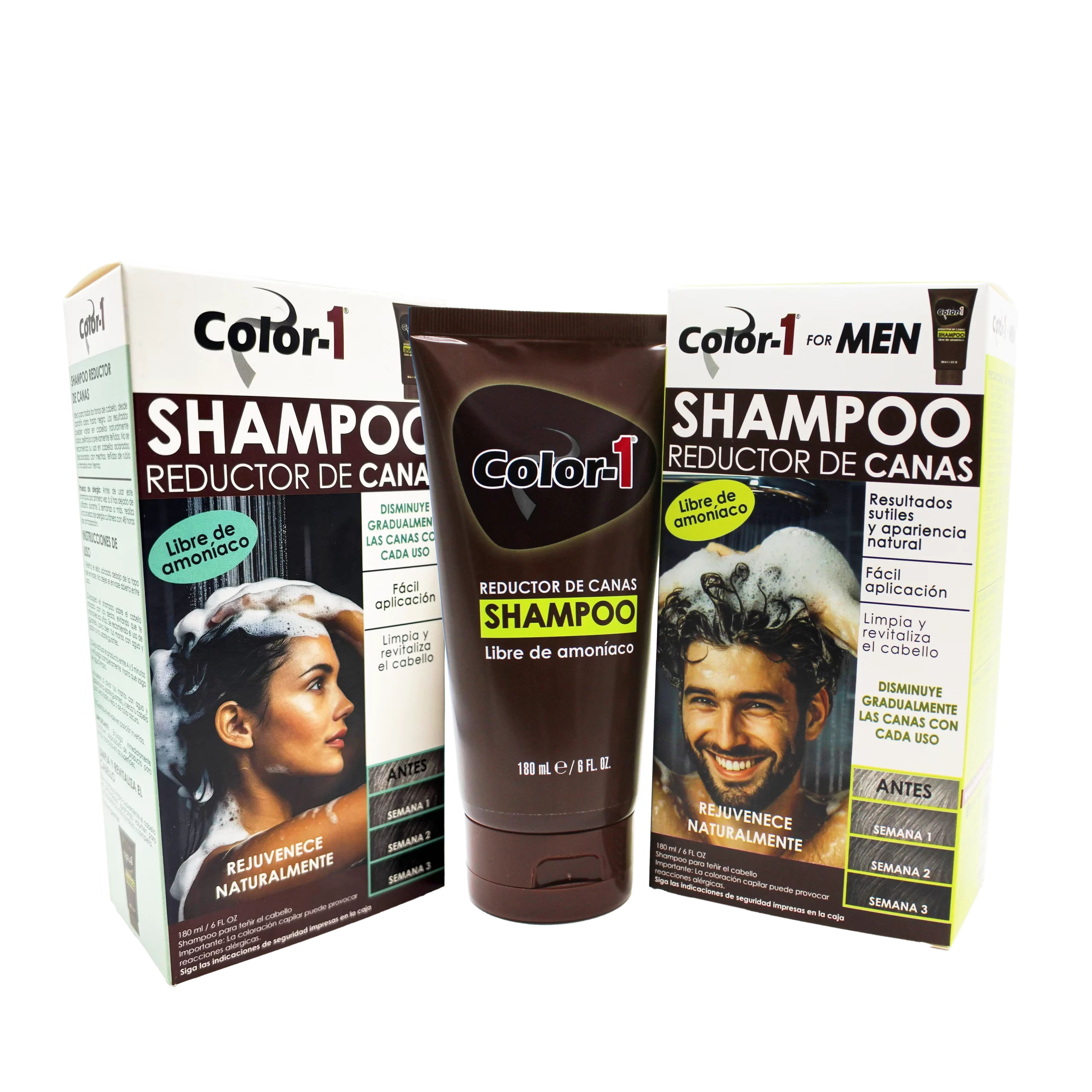 shampoo reductor de canas para Mujer y Hombre, canas, antiedad, tintura canas